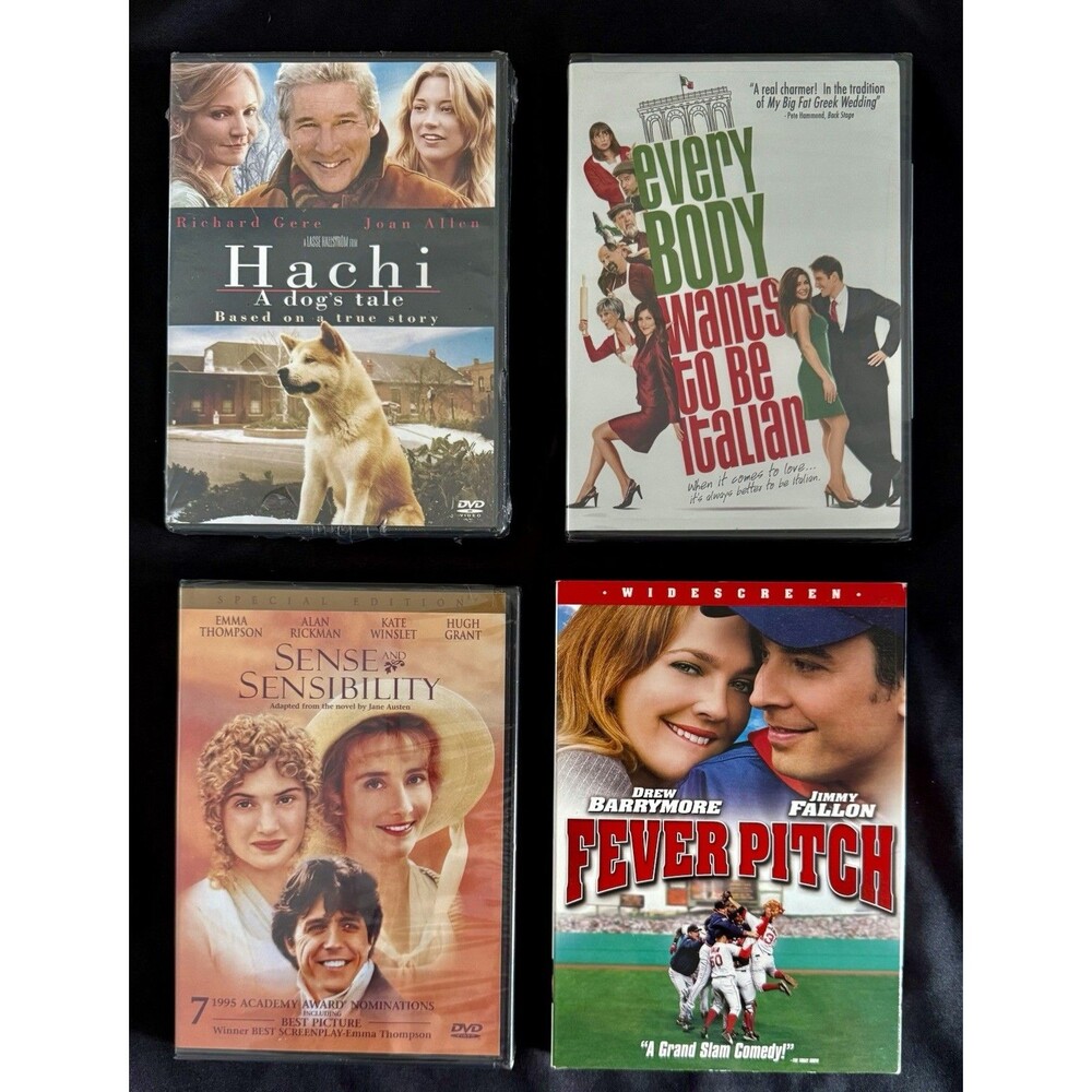 DVD Sealed Lot-Fever Pitch/Sense&Sensibility/Hachi/Everybody Wants To Be Italian